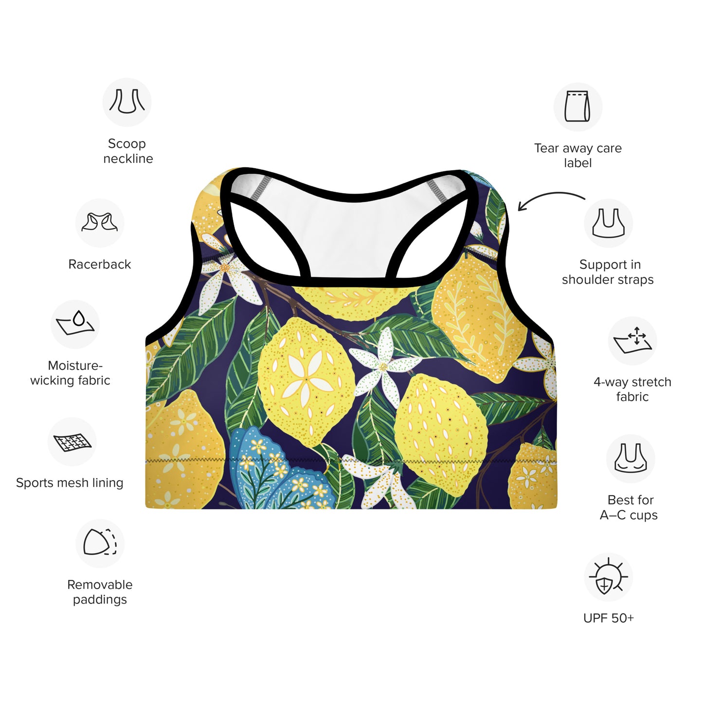 Lemon Me Crazy | Padded Sports Bra