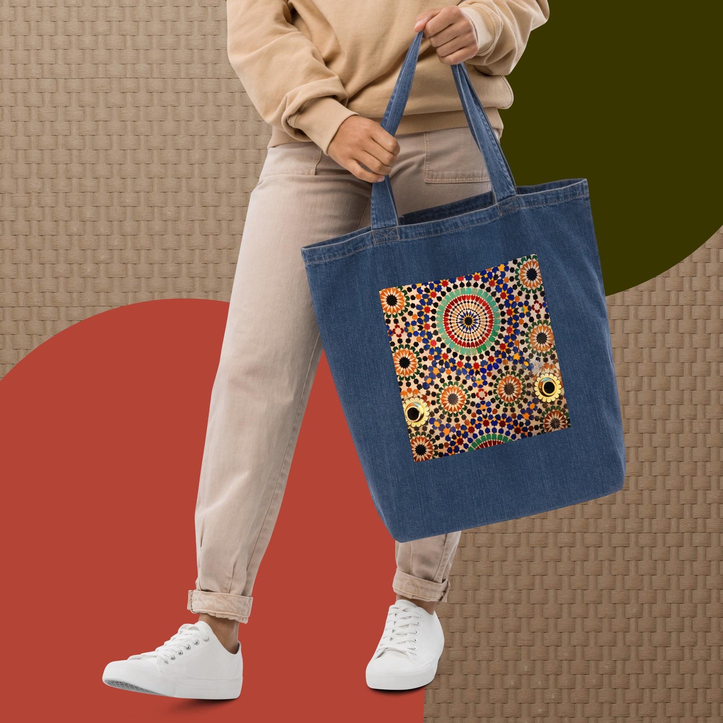 Bohemian Grove | Organic denim tote bag