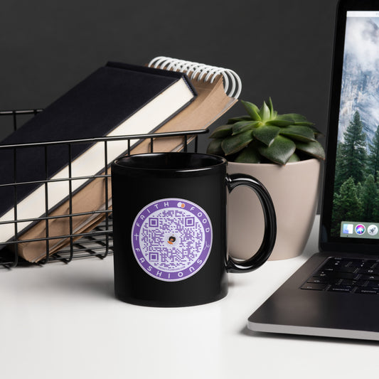 FFF | QR Code and Logo Emblem | Black Glossy Mug